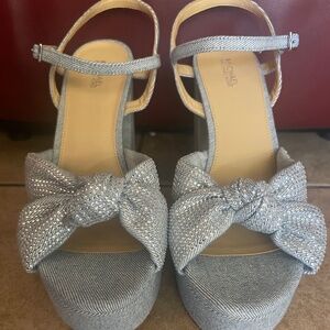 Michael Kors Josie Rhinestone Denim Platform Sandal in Blue Varsity 10M